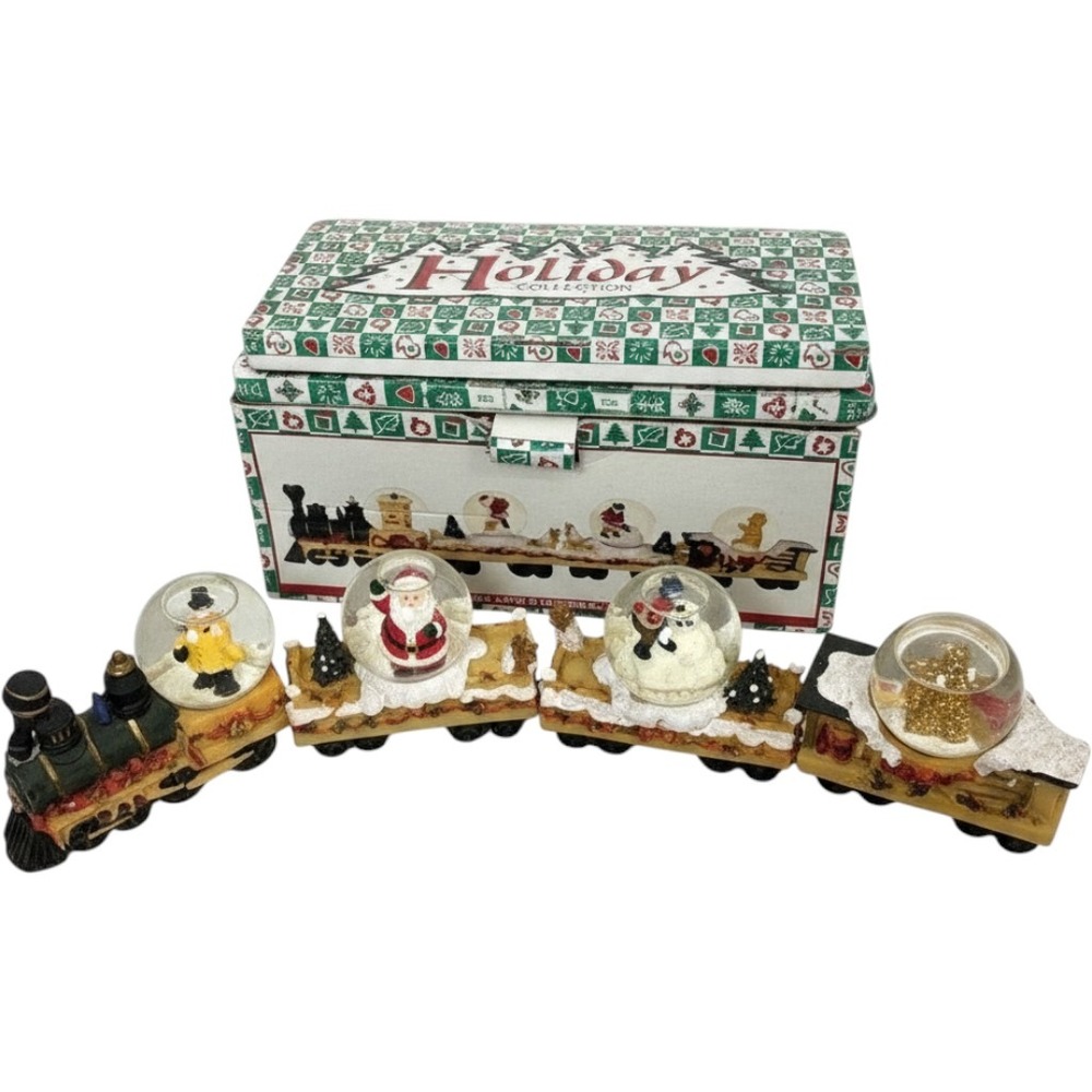 World Bazaars Holiday Collection 4Piece Christmas Train Waterball Snow Globe Set